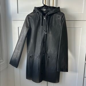 Black Hooded Rain Coat Jacket